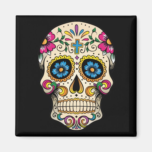 Day of the dead Sugar Skull med Kor Magnet (Framsidan)