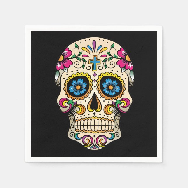 Day of the dead Sugar Skull med Kor Pappersservett (Framsidan)