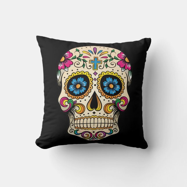 Day of the dead Sugar Skull med Kor Pillow Kudde (Framsida)