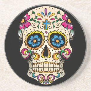 Day of the dead Sugar Skull med Kor Underlägg Sandsten