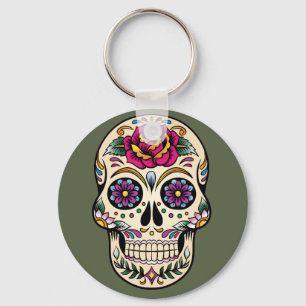 Day of the dead Sugar Skull med nyckelkedjan Ro Nyckelring