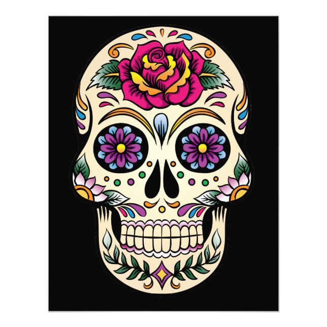 Day of the dead Sugar Skull med Ro Fototryck (Framsidan)