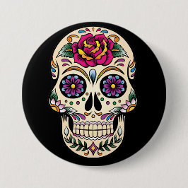 Day of the dead Sugar Skull med Ro-knapp Knapp