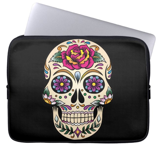 Day of the dead Sugar Skull med Ro Laptop Sleeve (Framsidan)