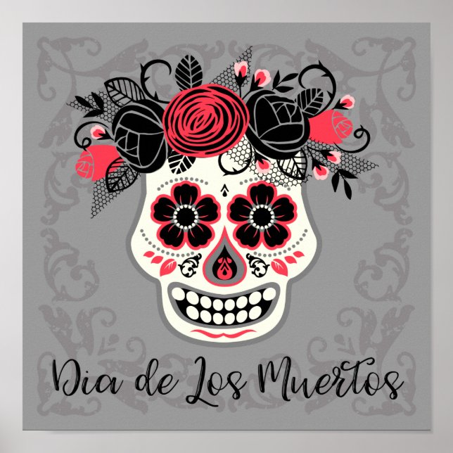 Day of the dead Sugar Skull med Ro Poster (Framsidan)