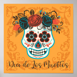 Day of the dead Sugar Skull med Ro Poster