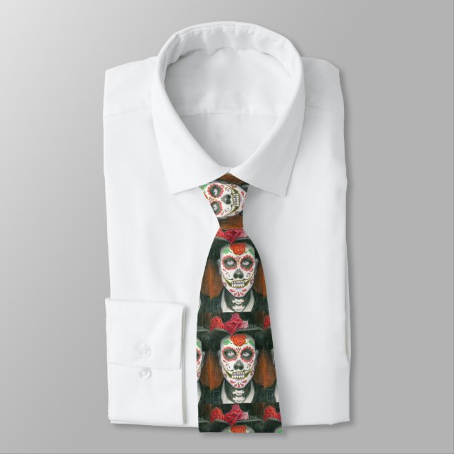 Day of the dead Sugar Skull med Top hat Slips (Bunden)