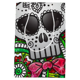 Day of the dead Sugar Skull Mexikanska Flagga Glit