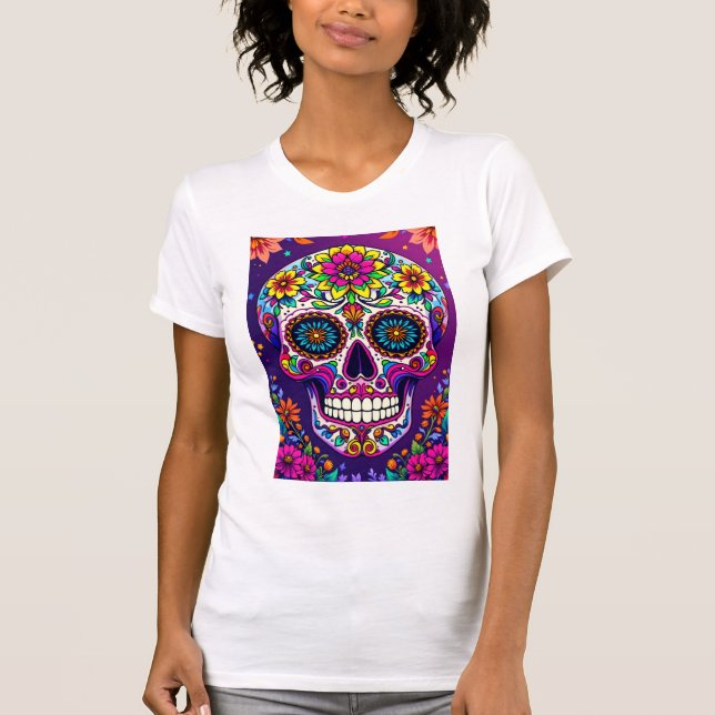 Day of the dead Sugar Skull Mexikanska Helgdag T Shirt (Framsida)