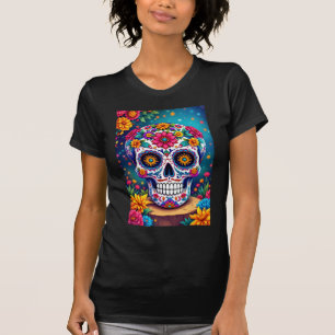 Day of the dead Sugar Skull Mexikanska Helgdag T Shirt