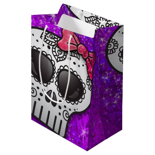 Day of the dead Sugar Skull Ombre Lila Glitter (Framsidan Vinklad)
