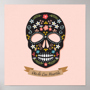 Day of the dead Sugar Skull poster - kvadrat