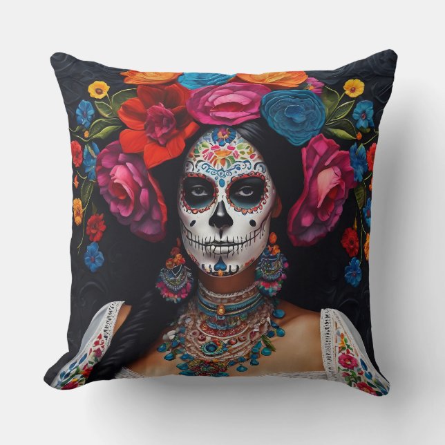 Day of the dead Sugar Skull Ro 2 Sides Kudde (Framsida)