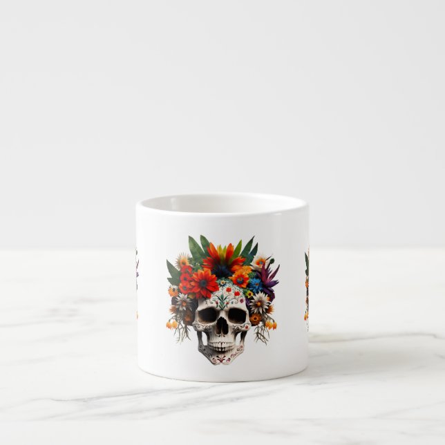 Day of the dead Sugar Skull Ro Espressomugg (Framsidan)