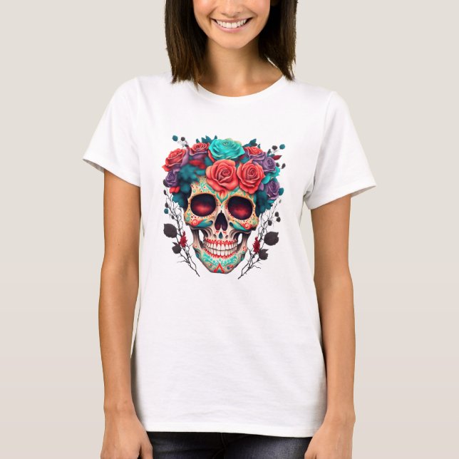 Day of the dead Sugar Skull Ro T Shirt (Framsida)