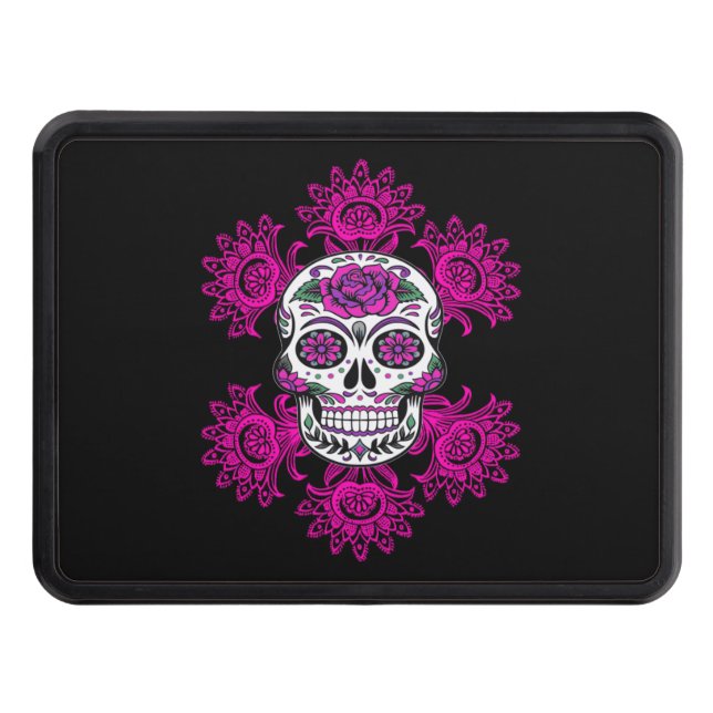 Day of the dead Sugar Skull Rosa Abstrakt Flowers Dragkroksskydd (Framsidan)