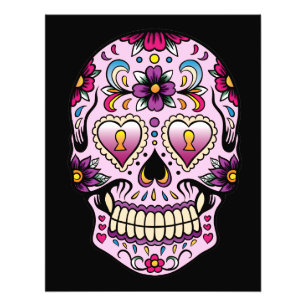 Day of the dead Sugar Skull Rosa Fototryck
