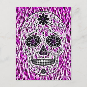 day of the dead Sugar Skull - Rosa och Lila 2.0 Vykort