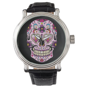 Day of the dead Sugar Skull Rosa Watch Watch Armbandsur