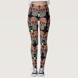 Day of the dead Sugar Skull Rosary Leggings