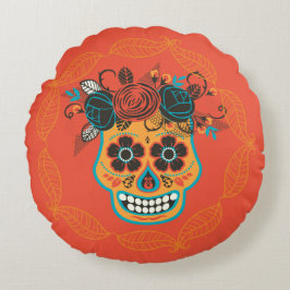 Day of the dead Sugar Skull Rund Kudde