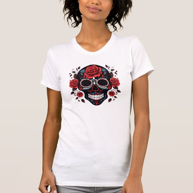 Day of the dead Sugar Skull T Shirt (Framsida)