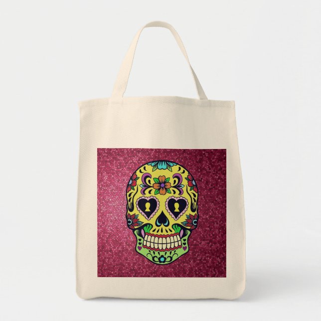 Day of the dead Sugar Skull Tote Tygkasse (Framsidan)