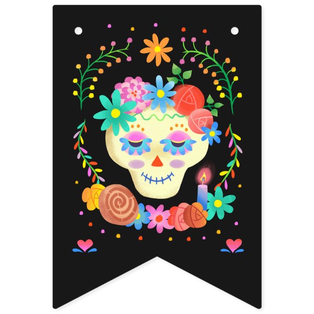 Day of the dead Sugar Skull Vimplar (Andra flaggan)