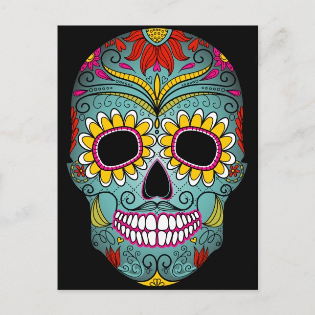 Day of the dead Sugar Skull Vykort (Framsida)