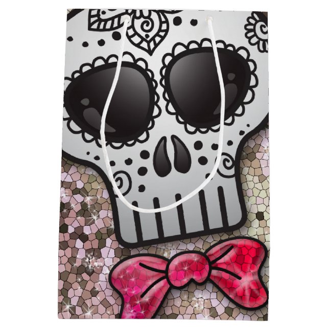 Day of the dead Sugar Skull White Diamond Glitter (Baksidan)
