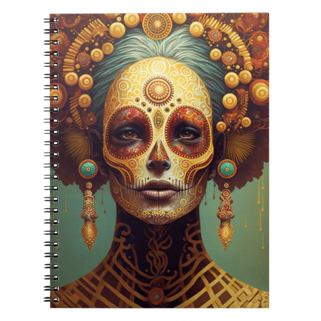 Day of the dead Sugar Skull Woman Anteckningsbok (Framsidan)