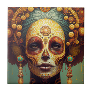 Day of the dead Sugar Skull Woman Kakelplatta