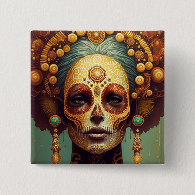 Day of the dead Sugar Skull Woman Knapp (Framsida)