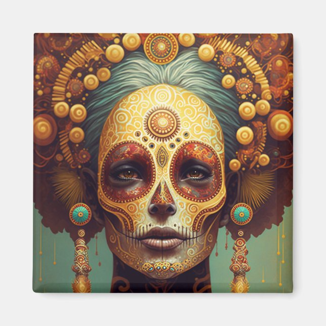 Day of the dead Sugar Skull Woman Magnet (Framsidan)