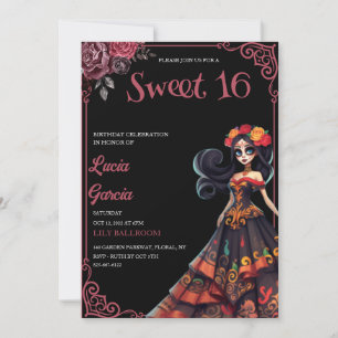 Day of the dead Sweet 16-inbjudan Inbjudningar