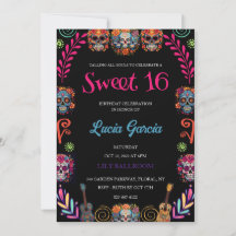 Day of the dead Sweet 16-inbjudan
