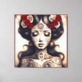 DAY OF THE DEAD TATTOO BEAUTY PORTRÄTT RO CANVASTRYCK