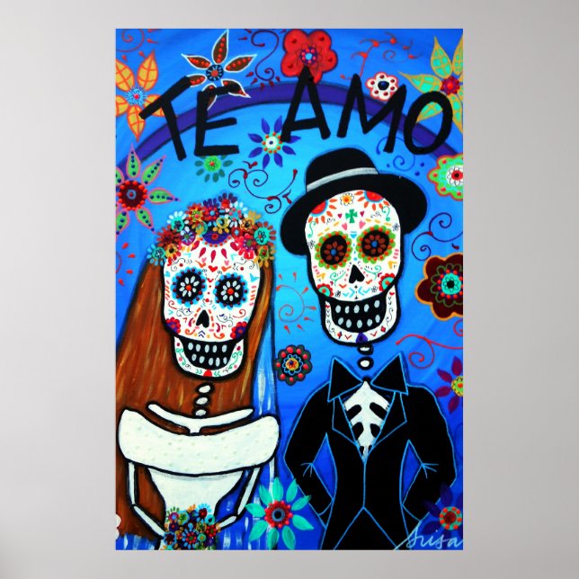 Day of the dead Te Amo Bröllop par Poster (Framsidan)
