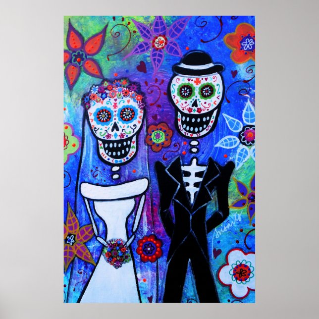 Day of the dead Te Amo Bröllop par Poster (Framsidan)