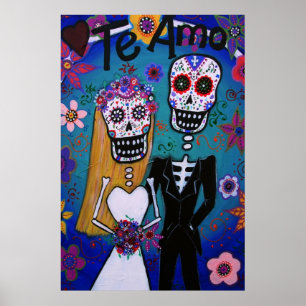 Day of the dead Te Amo Bröllop par Poster
