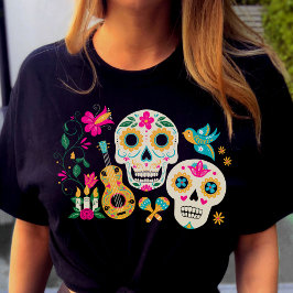 Day of the dead Theme Sugar Döskallar T Shirt