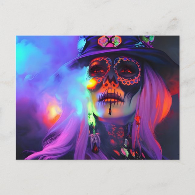 Day of the dead Voodoo Queen of New Orleans Vykort (Framsida)