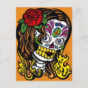 day of the dead vykort för kvinna