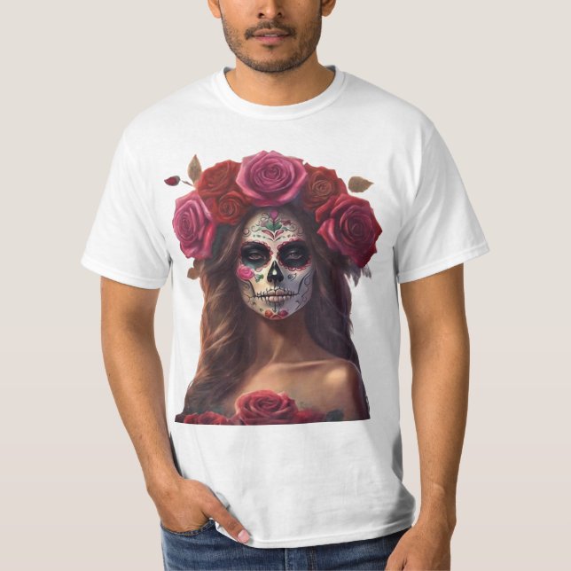 Day of the dead Woman med Ro T Shirt (Framsida)