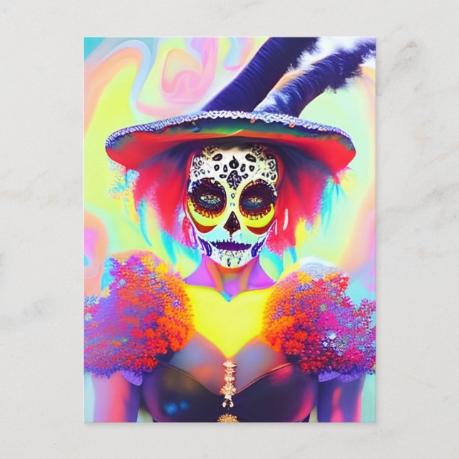 Day of the dead Woman Vykort (Framsida)