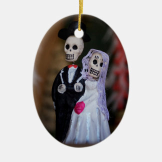 Day of the deadbröllop kopplar ihop julgransprydnad keramik