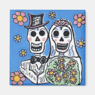 Day of the deadbrud och brudgum magnet