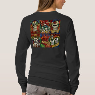 Day of the deaddöskallar/flammande hjärtaskjorta tee shirt