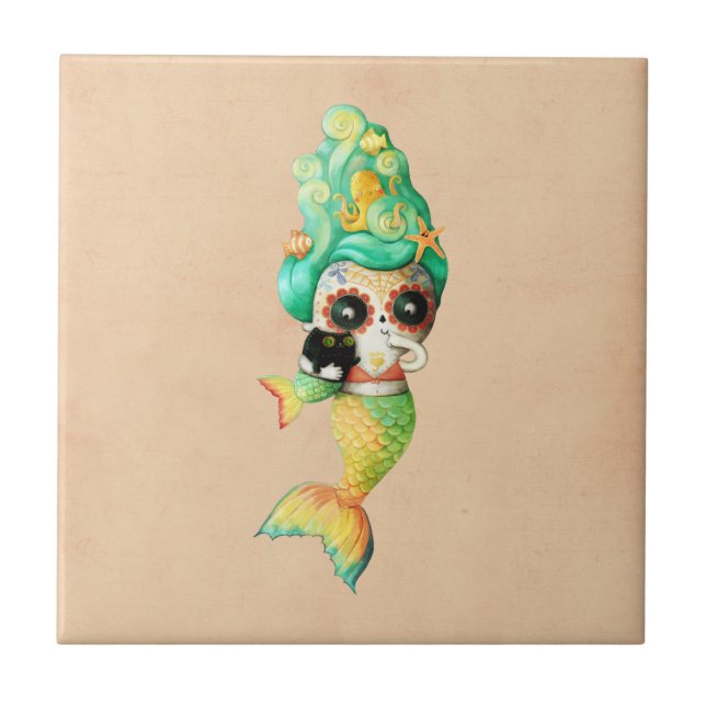 Day of the deadsjöjungfruflickan kakelplatta (Framsidan)