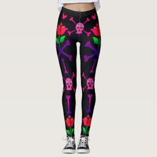 Day of the deadskalle och bendamasker leggings